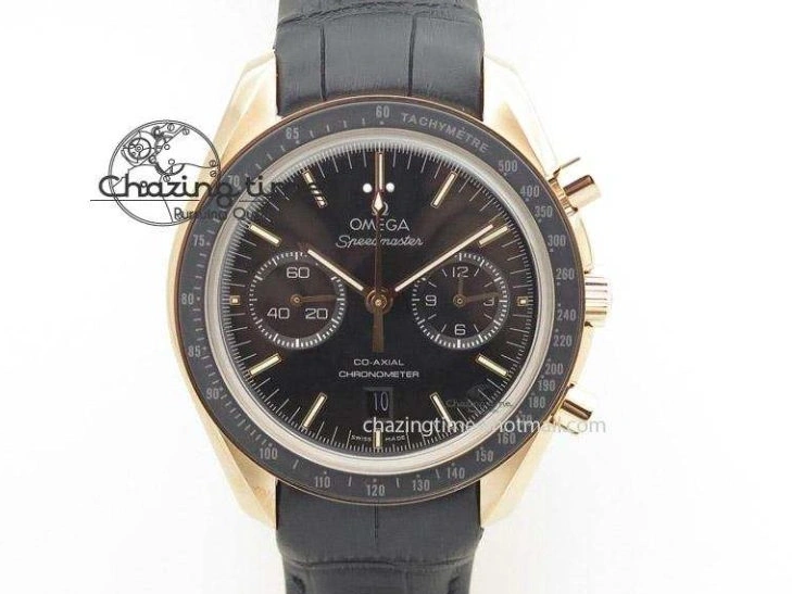 0118 SmoothTexture Speedmaster “Dark Side of The Moon” Real Ceramic OMF 1:1 Best Edition Vintage Black on Brown Leather Strap A 7975